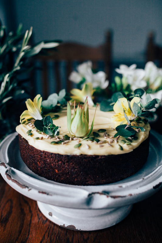 Carrot Walnut & Hemp Cake with Citrus Cream Cheese Icing